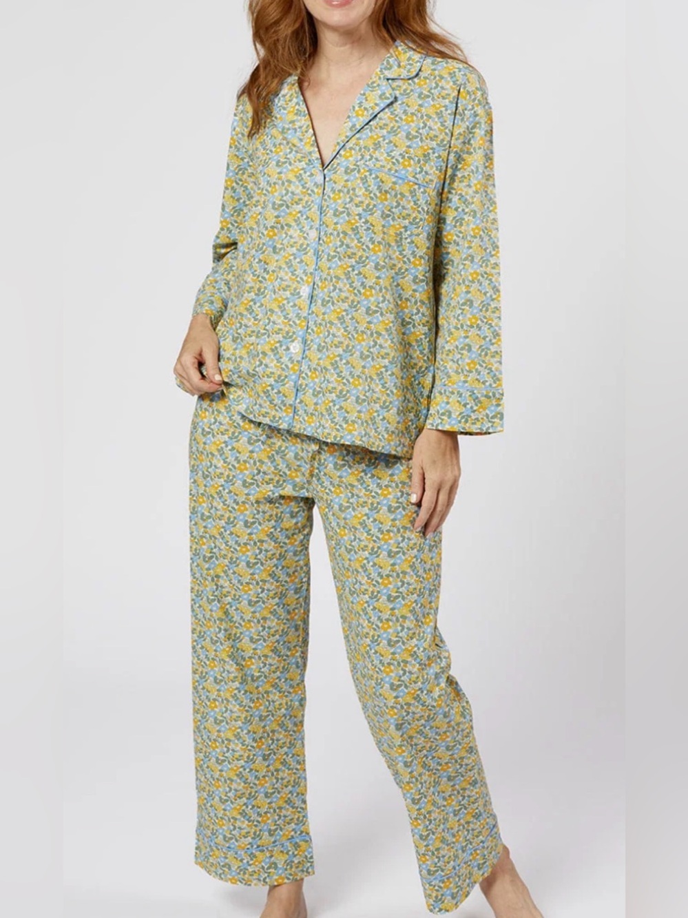 LENORA CLASSIC COTTON PAJAMAS IN LEMON LIBERTY FLORAL SIZE small discontinued